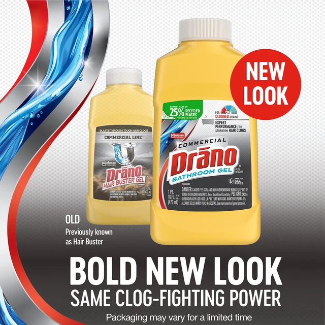 Alt view image 5 of 5 - Drano Hair Buster Gel Drain Clog Remover, Commercial Line, 16fl oz