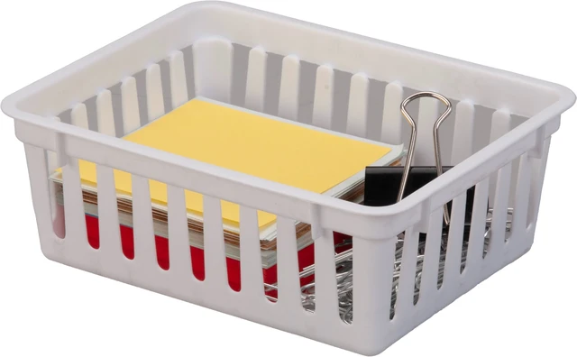 Alt view image 5 of 6 - Mainstays 6 Pack Square Mini Plastic Storage Tray Organizers, Stackable Drawer Organizer Bins for Kitchen Desk Bathroom Vanity, White
