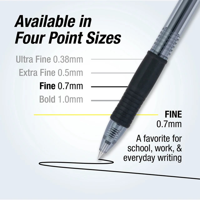 Alt view image 5 of 5 - Pilot G2 Retractable Gel Ink Pens, Fine Point 0.7mm, Black Ink, 5 Pack