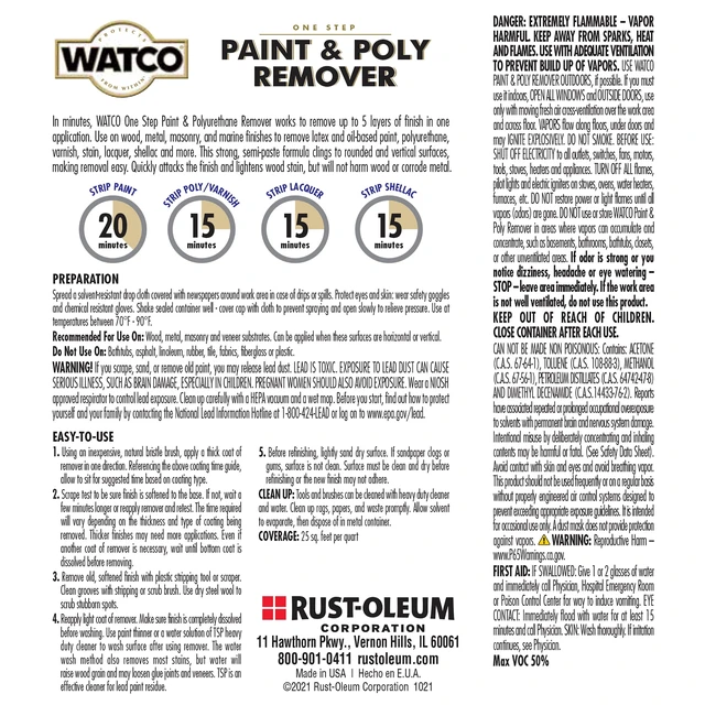 Alt view image 3 of 4 - Watco One Step Paint & Poly Remover 351926, Quart