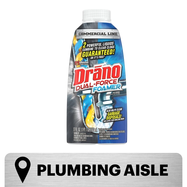 Alt view image 3 of 5 - Drano Dual-Force Foamer Hair and Drain Clog Remover Commercial Line 17 fl oz