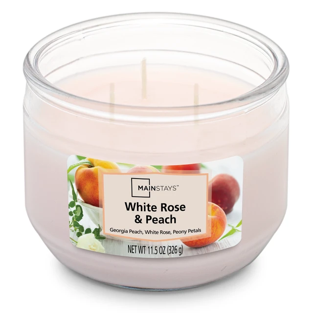 Alt view image 5 of 6 - 2-Pack Mainstays White Rose & Peach 3-Wick Jar Candle, 11.5 oz