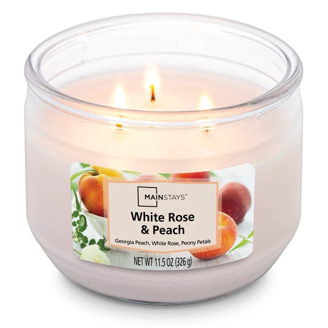 Alt view image 2 of 6 - 2-Pack Mainstays White Rose & Peach 3-Wick Jar Candle, 11.5 oz