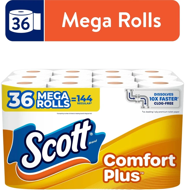 Main image of Scott ComfortPlus 1-Ply Toilet Paper, 36 Mega Rolls