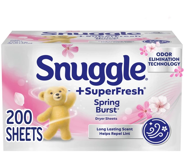 Main image of Snuggle Plus SuperFresh Fabric Softener Dryer Sheets with Static Control and Odor Eliminating Technology, Spring Burst, 200Count