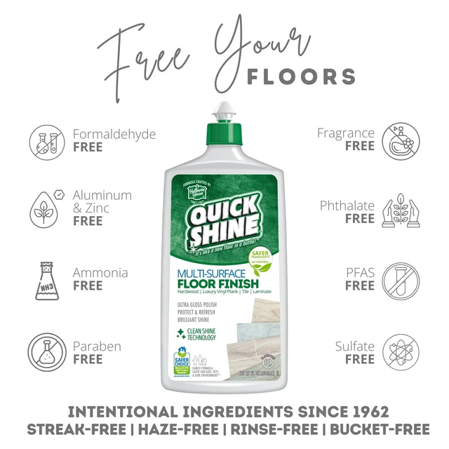 Alt view image 3 of 5 - Quick Shine Multi-Surface Floor Finish, PFAS-Free Formula, All Purpose Household Floor Polish, 27 fl oz