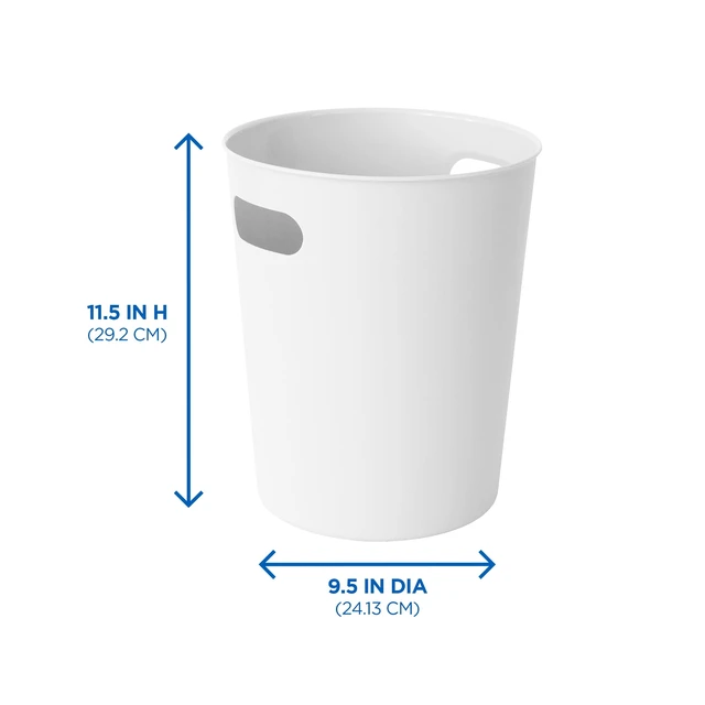 Alt view image 3 of 5 - Mainstays Basic Plastic Wastebasket 2.64 gal with Cut-Out Handles White