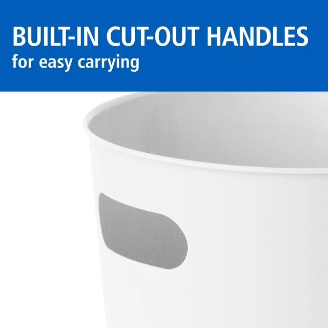 Alt view image 5 of 5 - Mainstays Basic Plastic Wastebasket 2.64 gal with Cut-Out Handles White