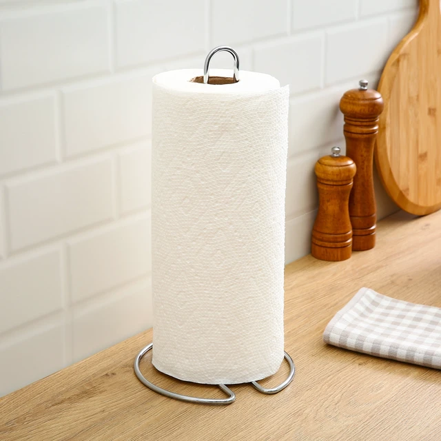 Alt view image 3 of 6 - Mainstays Stainless Steel Finish Countertop Paper Towel Holder Stand, Silver