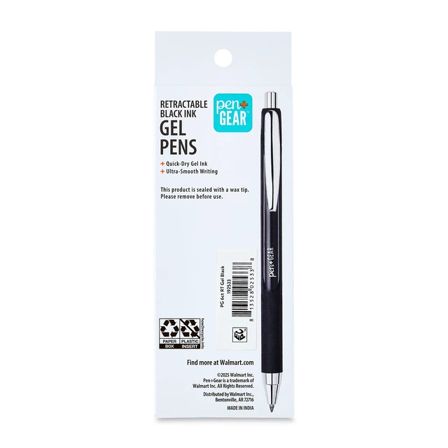 Alt view image 6 of 6 - Pen+Gear Retractable Gel Ink Pens, Medium Point 0.7mm, Black, 6 Count