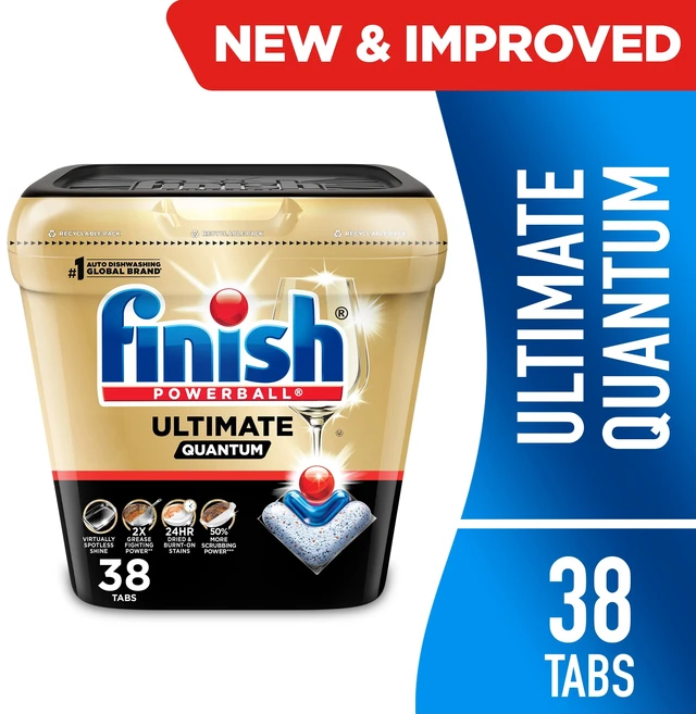 Main image of Finish Ultimate Quantum Dishwasher Pods, 50% More Cleaning Power, 38 Tabs