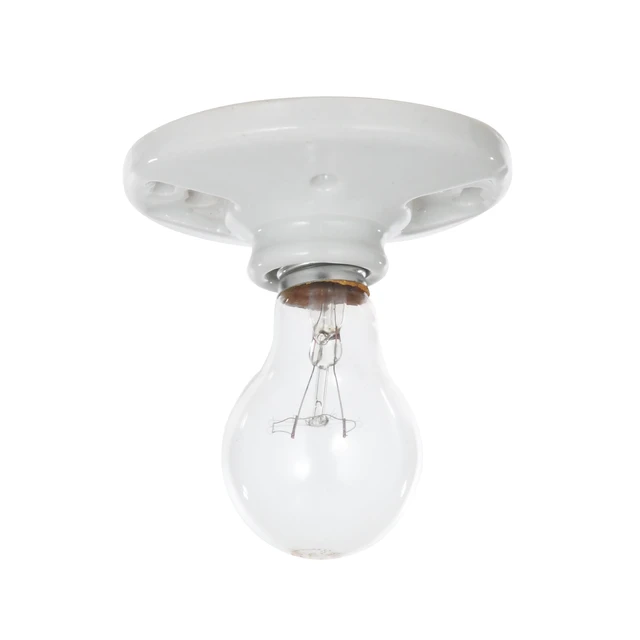 Alt view image 5 of 6 - Hyper Tough Medium Base Porcelain Light Bulb Socket, 60W Max, White