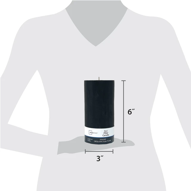 Alt view image 6 of 7 - Mainstays Single Wick Pillar Candle 3in x 6in Unscented Black