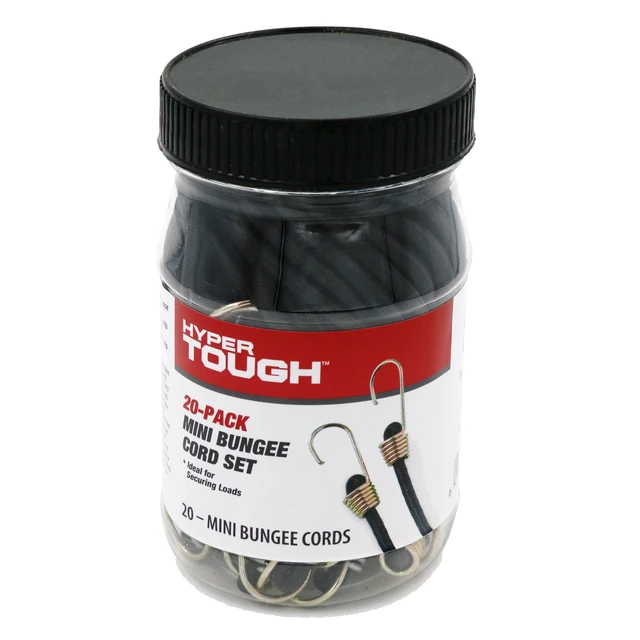 Alt view image 4 of 5 - Hyper Tough 20 Pack 10 Inch Mini Bungee Cord Set in Plastic Jar