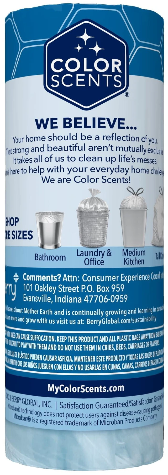 Alt view image 2 of 5 - 4 Gallon Color Scents Bathroom Trash Bags, Ocean Mist Scent, Microban, Twist Tie, 80 Count