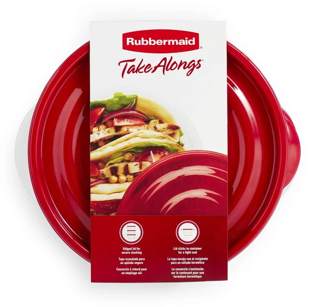Alt view image 3 of 5 - Rubbermaid TakeAlongs 5-Cup Medium Plastic Food Storage Bowls, Set of 3, Red
