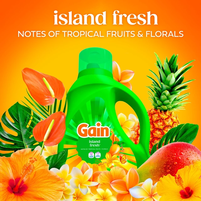 Alt view image 3 of 6 - Gain Laundry Detergent Liquid 81fl oz 61 Loads, Odor Defense, Island Fresh Scent