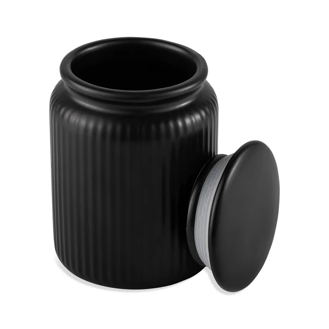 Alt view image 2 of 6 - Thyme & Table Small 580mL Ceramic Ribbed Kitchen Organization Jar, Black