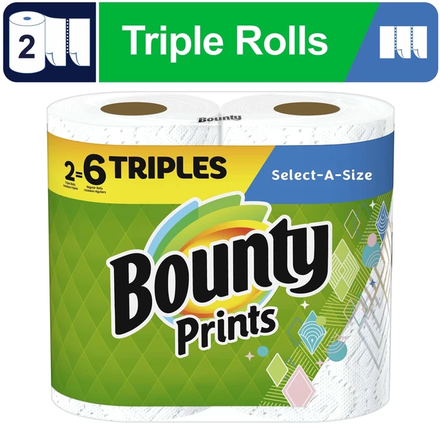 Main image of Bounty Paper Towels Select-a-Size, 2 Triple Rolls, Print