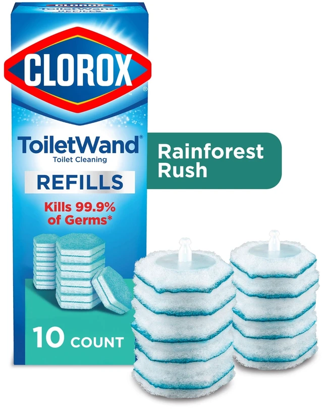 Main image of Clorox ToiletWand Disinfecting Brush Refills, Disposable Toilet Bowl Cleaner, Rainforest Rush, 10 Count