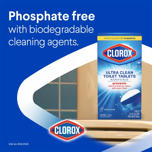 Alt view image 4 of 5 - Clorox Bleach and Blue Toilet Bowl Cleaner Tablets, Rain Clean, 2 Count