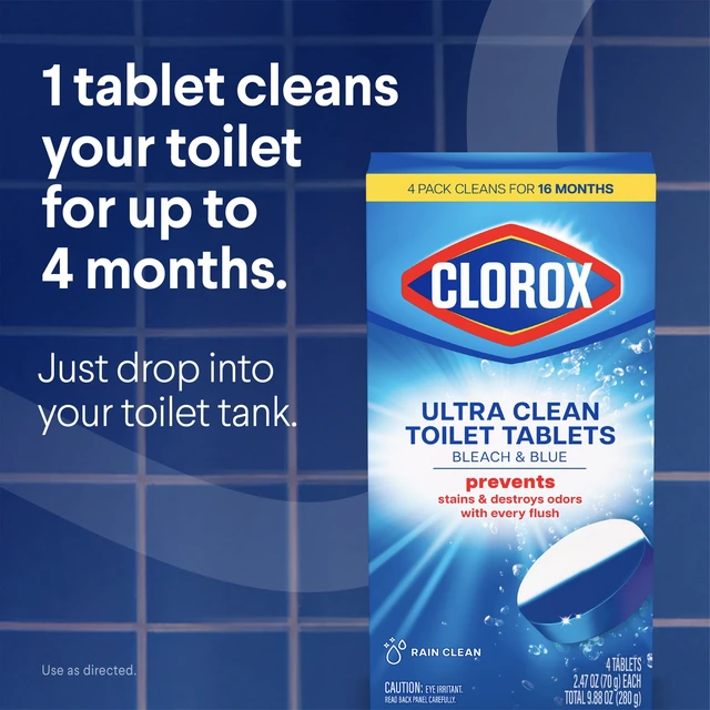 Alt view image 3 of 5 - Clorox Bleach and Blue Toilet Bowl Cleaner Tablets, Rain Clean, 2 Count