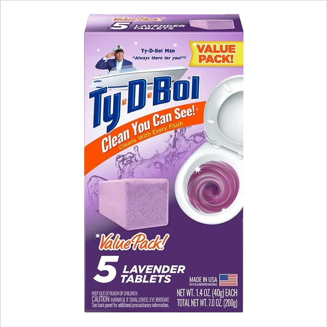 Main image of TyDBol Toilet Bowl Cleaner Tablets, Unscented, 5 Lavender Tablets