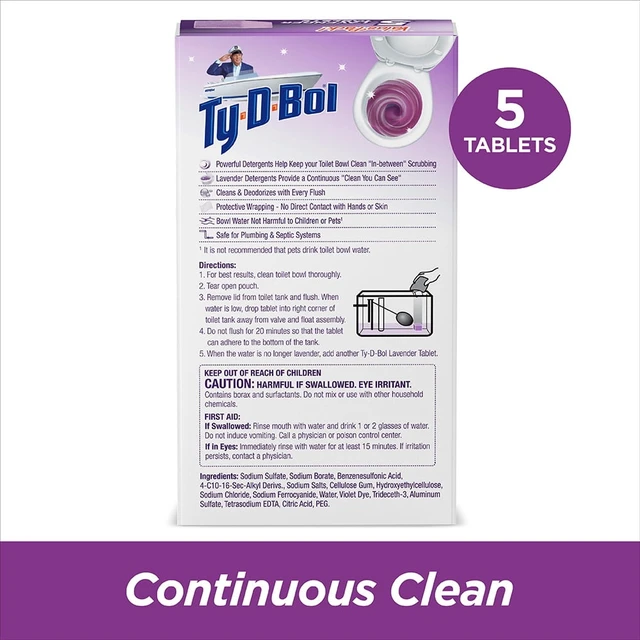 Alt view image 3 of 6 - TyDBol Toilet Bowl Cleaner Tablets, Unscented, 5 Lavender Tablets