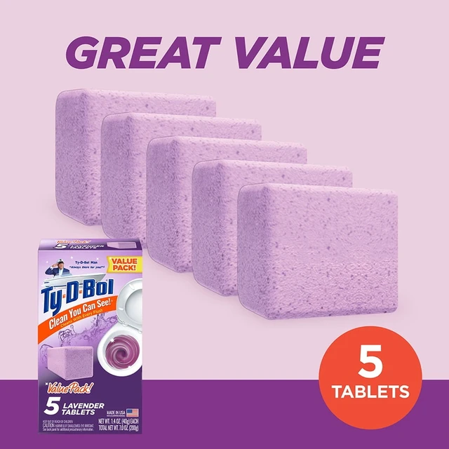 Alt view image 2 of 6 - TyDBol Toilet Bowl Cleaner Tablets, Unscented, 5 Lavender Tablets
