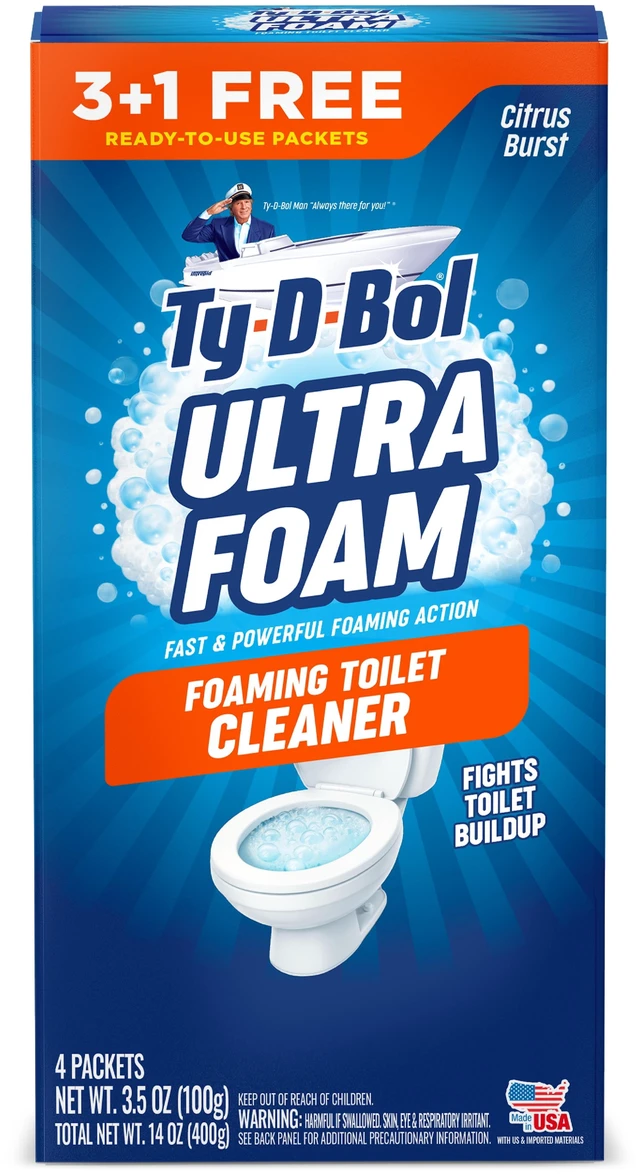 Main image of Ty-D-Bol Ultra Foam Foaming Toilet Bowl Cleaner, Citrus Burst Scent, 4 Packets