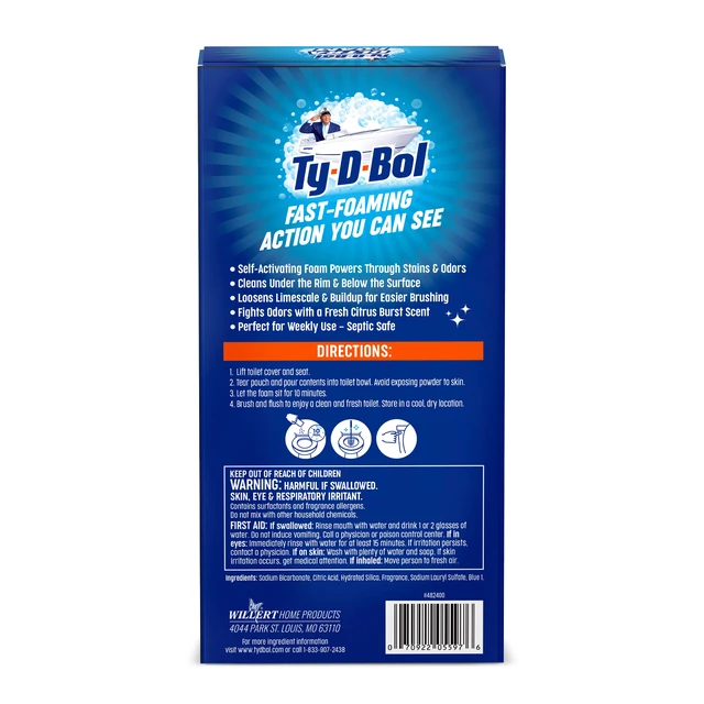 Alt view image 3 of 4 - Ty-D-Bol Ultra Foam Foaming Toilet Bowl Cleaner, Citrus Burst Scent, 4 Packets