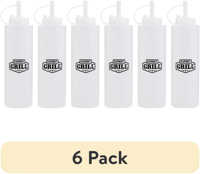 Main image of Expert Grill 6 Pack Plastic 14-Ounce Oil and Vinegar Dispensing Squeeze Bottle, 8.8x2.3x2.3in