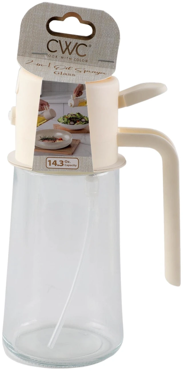 Alt view image 5 of 5 - Cook with Color 2-in-1 Glass Olive Oil Dispenser and Spray Bottle, Cream