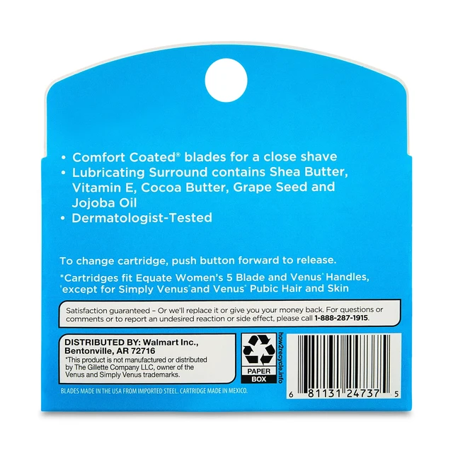 Alt view image 2 of 7 - Equate Women's 5-Blade Cartridge Refills for Equate 5-Blade and Gillette Venus Handles, 6 Count