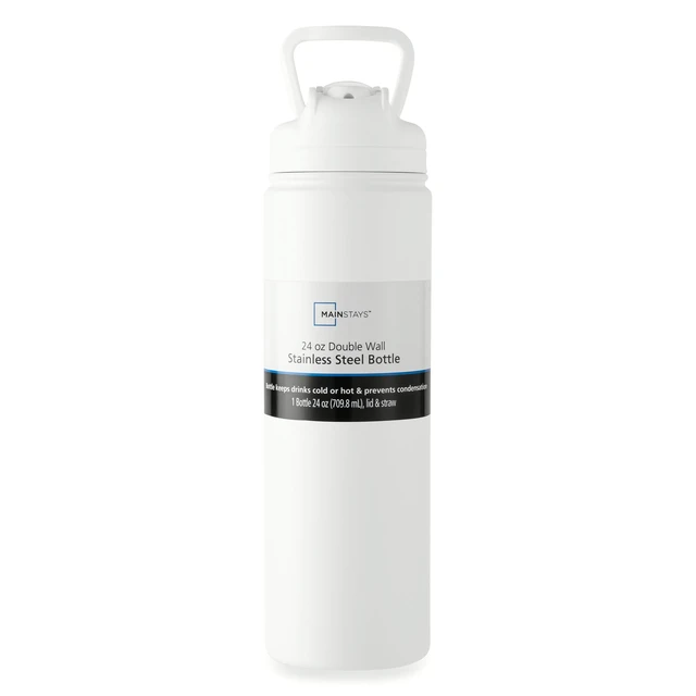 Alt view image 4 of 6 - Mainstays 24oz Stainless Steel Sip Water Bottle, White