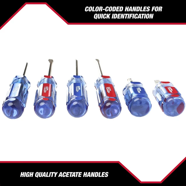 Alt view image 6 of 6 - Hyper Tough 935G6C 6-Piece Phillips and Slotted Screwdriver Set with Acetate Handle
