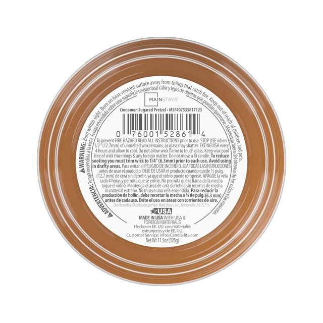Alt view image 5 of 5 - Mainstays 3-Wick 11.5oz Cinnamon Sugared Pretzel Scented Glass Jar Candle