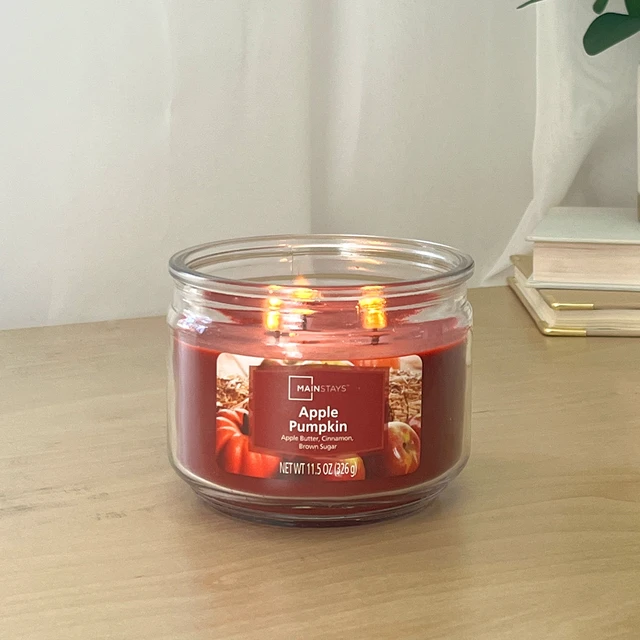 Alt view image 6 of 6 - Mainstays 3-Wick 11.5oz Glass Jar Candle, Apple Pumpkin