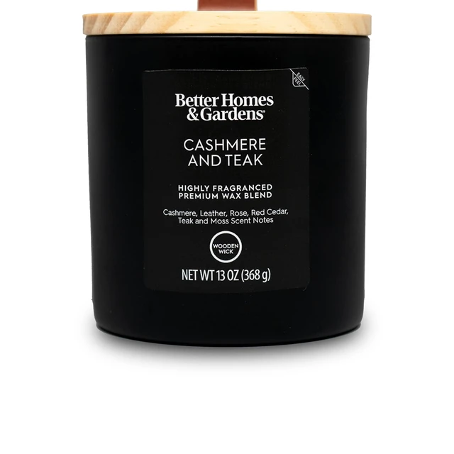 Alt view image 3 of 6 - 13oz Better Homes & Gardens Cashmere and Teak Scented Wooden Wick Jar Candle