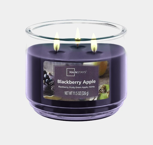 Main image of Mainstays 3-Wick Scented Blackberry Apple Glass Jar Candle, 11.5Oz