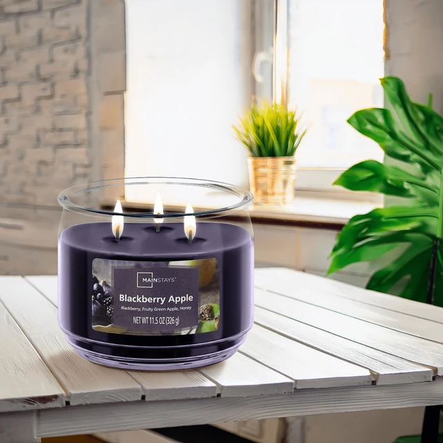 Alt view image 6 of 6 - Mainstays 3-Wick Scented Blackberry Apple Glass Jar Candle, 11.5Oz