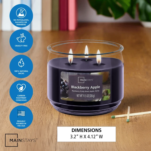 Alt view image 5 of 6 - Mainstays 3-Wick Scented Blackberry Apple Glass Jar Candle, 11.5Oz