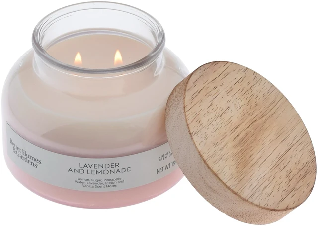 Main image of Better Homes & Gardens Lavender and Lemonade Scented 2-Wick Ombre Jar Candle, 18 oz