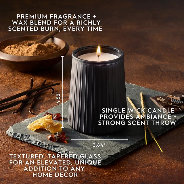 Alt view image 2 of 6 - Better Homes & Gardens Ribbed Jar Candle 16.1oz Warm Leathered Amber Scented