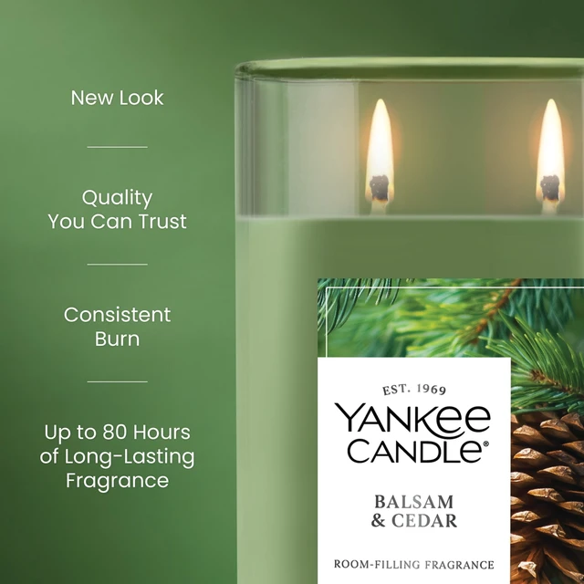 Alt view image 4 of 5 - Yankee Candle 20 oz Large Tumbler Scented Candle, Balsam & Cedar, Green