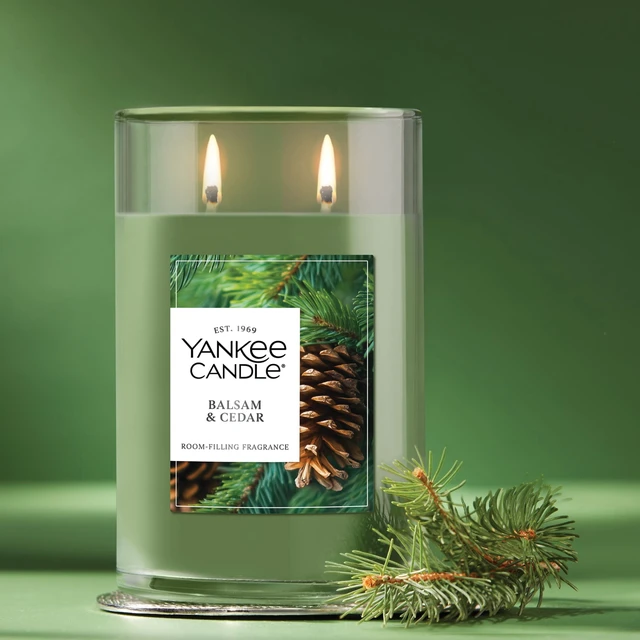 Alt view image 2 of 5 - Yankee Candle 20 oz Large Tumbler Scented Candle, Balsam & Cedar, Green
