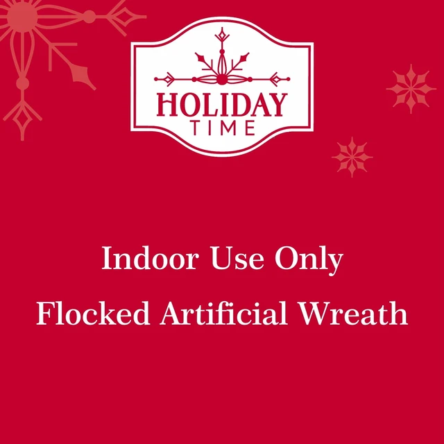 Alt view image 6 of 6 - Holiday Time Snow-Flocked Evergreen Artificial Christmas Wreath, Green/White, 24"