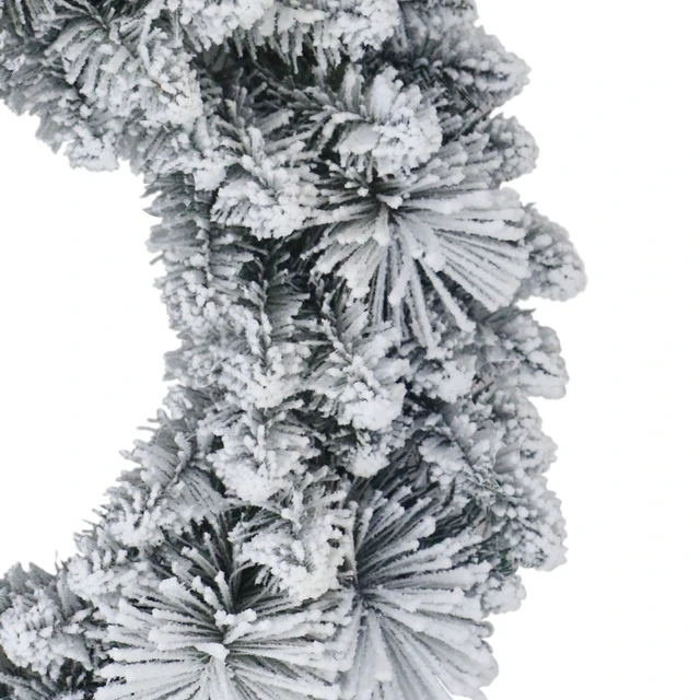 Alt view image 4 of 6 - Holiday Time Snow-Flocked Evergreen Artificial Christmas Wreath, Green/White, 24"