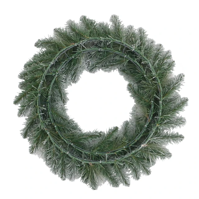 Alt view image 2 of 6 - Holiday Time Snow-Flocked Evergreen Artificial Christmas Wreath, Green/White, 24"