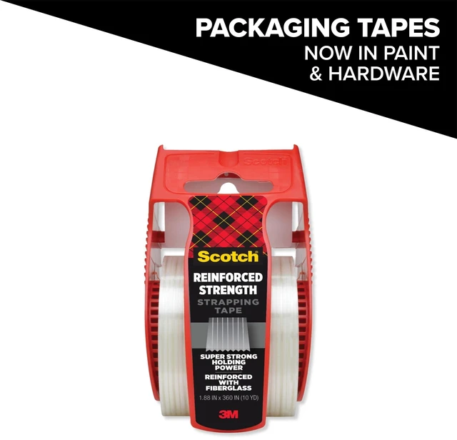 Main image of Scotch Reinforced Strength Shipping Strapping Tape, Clear, 1.88in x 360in, 1 Dispenser